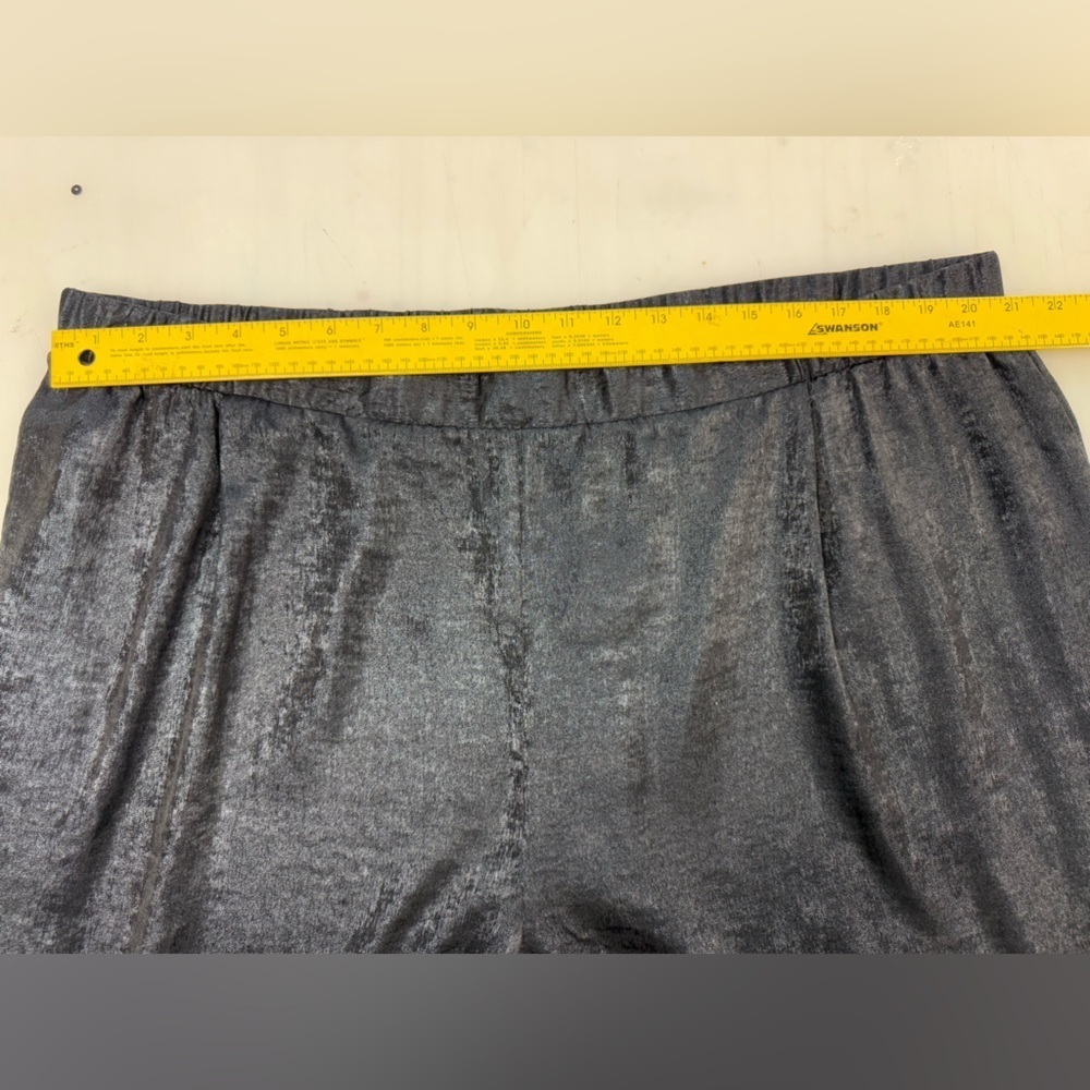 NWT Johnny Was Black Shimmer Wide Leg Pants PLUS 3X $265 Elastic Waist Pull‎ On - Picture 15 of 15